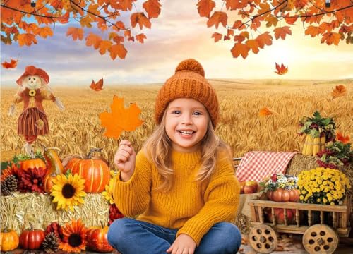 Dudaacvt 7X5FT Fall Harvest Backdrop Fall Thanksgiving Photo Backdrop Autumn Farm Photo Background Thanksgiving Rustic Barn Party Decoratiions Photo Banner Background - Image 2
