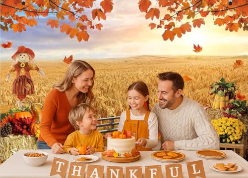 Dudaacvt 7X5FT Fall Harvest Backdrop Fall Thanksgiving Photo Backdrop Autumn Farm Photo Background Thanksgiving Rustic Barn Party Decoratiions Photo Banner Background - Image 3
