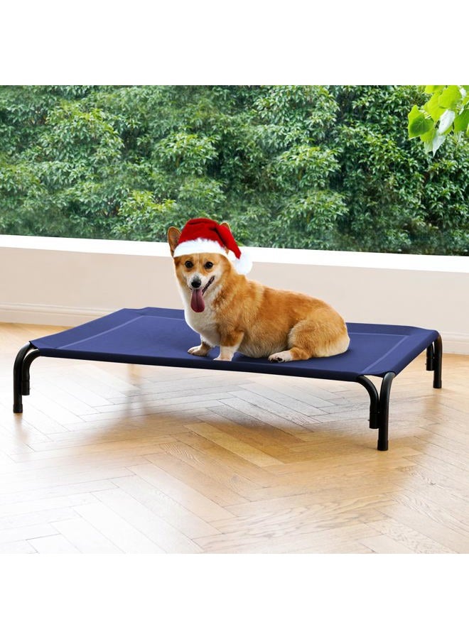 DOPEDIO Elevated Dog Bed Raised Outdoor Dog Cot for Medium Dogs, Installation Requires No Tools, Frame with Washable Cooling Breathable Mesh Anti-Slip Feet, Indoor Pet Bed, Blue, 35.4 Inches - Image 1