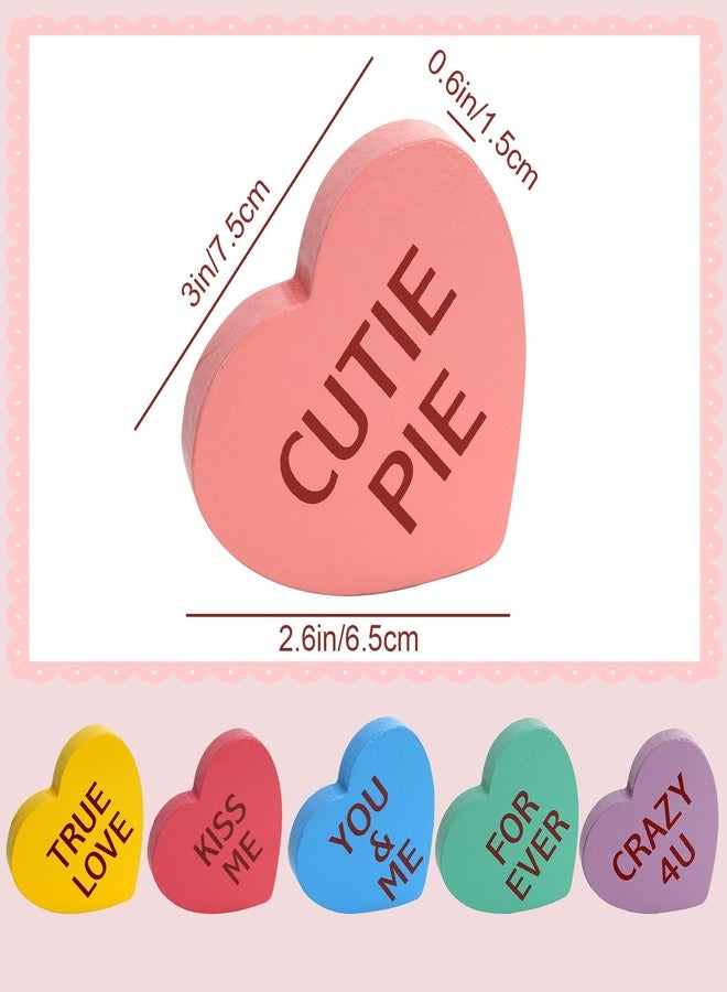 SYNCVIBE Valentine's Day Wooden Heart Signs, 6 Pack Decorative Love Message Hearts in Pink, Blue, Yellow, Green, Purple Colors for Home, Party, Holiday Decor - Image 3