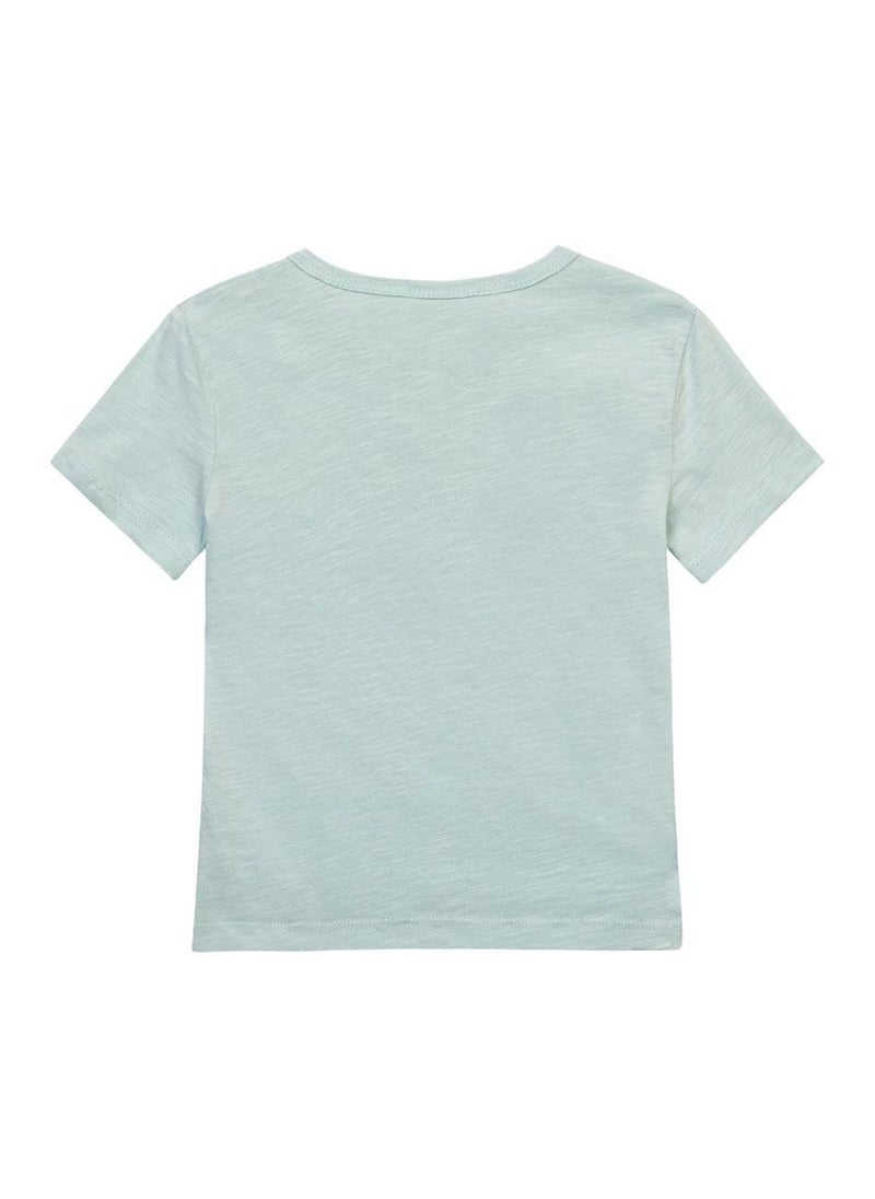 MINOTI Teen Henley T-Shirt with Short Sleeves and Button Neckline - Image 2