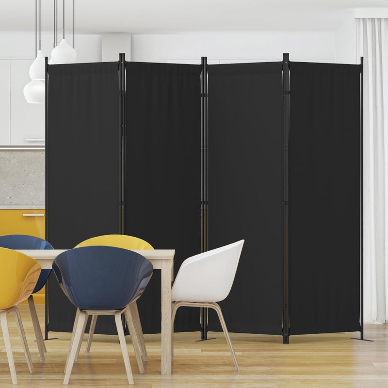 Kecreque Room Divider 4 Panel Partition Room Dividers & Folding Privacy Screens w/ 3 Metal Feet 6FT Portable Wall Doubles as a Dressing Screen Portable Wall for Office Kitchen Children's Room,Black - Image 1