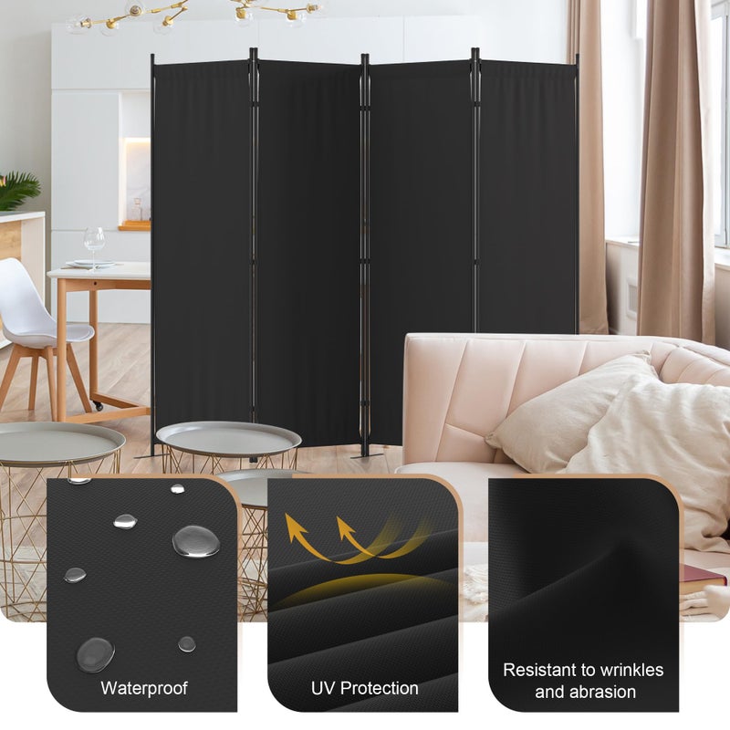 Kecreque Room Divider 4 Panel Partition Room Dividers & Folding Privacy Screens w/ 3 Metal Feet 6FT Portable Wall Doubles as a Dressing Screen Portable Wall for Office Kitchen Children's Room,Black - Image 3