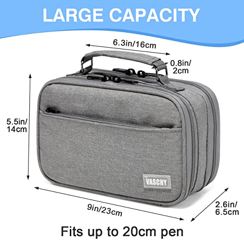 VASCHY Pencil Case, Large Pencil Pouch with Compartments for Middle School,Work,Office Pen Organizer Holder School Supply Gray - Image 2