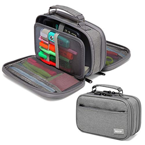 VASCHY Pencil Case, Large Pencil Pouch with Compartments for Middle School,Work,Office Pen Organizer Holder School Supply Gray - Image 1