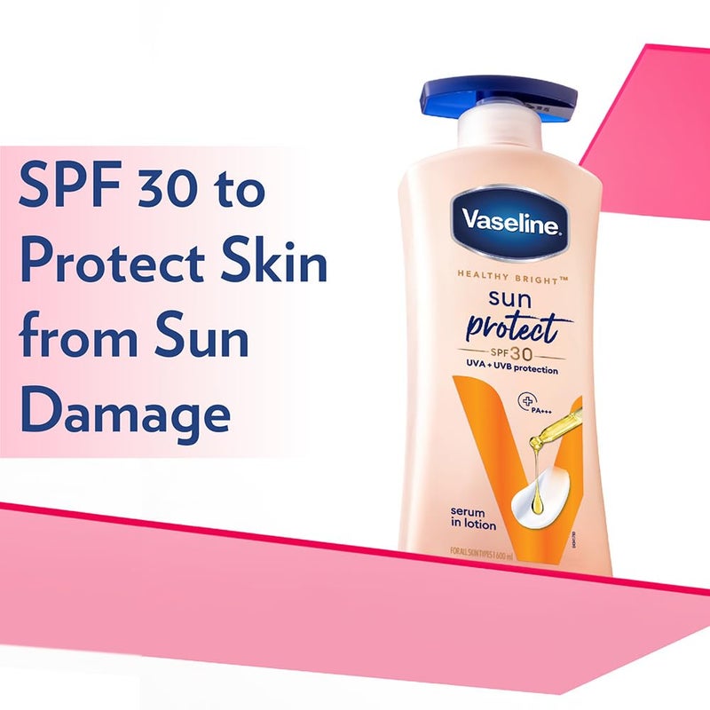 Vaseline لوشن الجسم فازلين لحماية الشمس SPF 30 يقلل من خطوط التان في 7 أيام حماية من الشمس UVA UVB PA 600 مل - Image 4