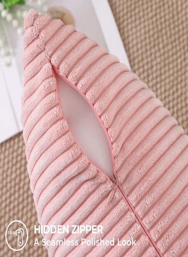 Mecatny Corduroy Decorative Throw Pillow Covers 20x20 Set of 2 for Sofa Bedroom Living Room, Stylish Soft Couch Pillow Covers for Home Decor, Pink - Image 4