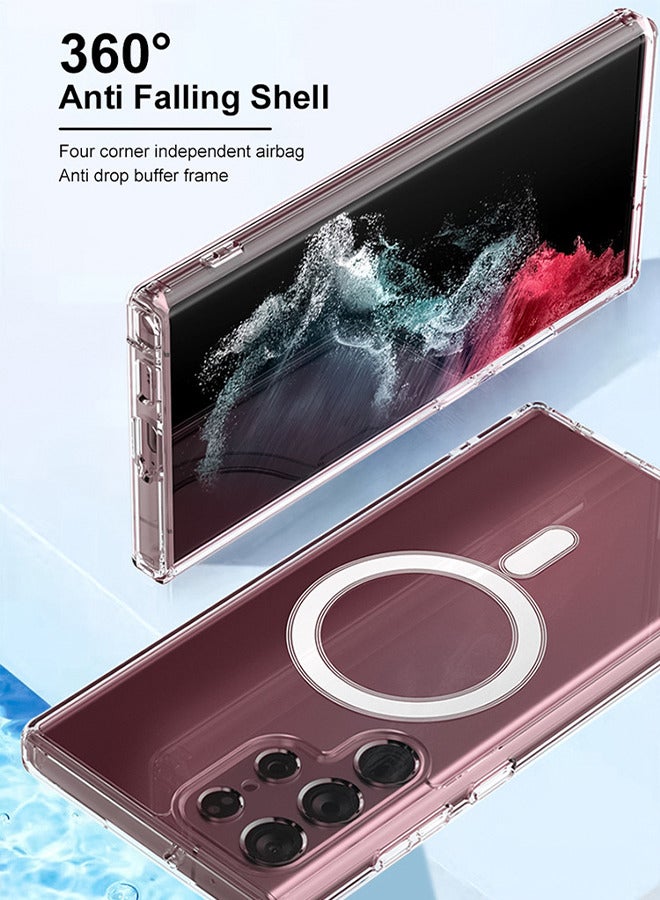 جراب Samsung S23 Ultra Magsafe 2023 رفيع ومغناطيسي رفيع ومضاد للصفرة ومضاد للخدش وظهر صلب شفاف - Image 4