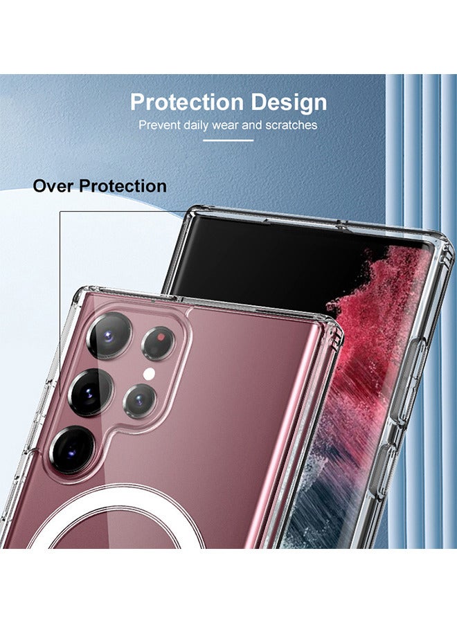 جراب Samsung S23 Ultra Magsafe 2023 رفيع ومغناطيسي رفيع ومضاد للصفرة ومضاد للخدش وظهر صلب شفاف - Image 5