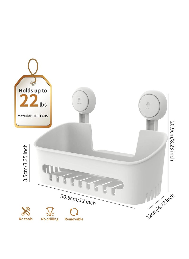 Arabest - Shower Tray, Suction Cup Shower Shelf, Shower Basket, No Drilling Required, Removable, Maximum Load 22lbs, Waterproof Storage Box, White - Image 1
