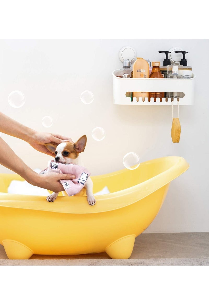 Arabest - Shower Tray, Suction Cup Shower Shelf, Shower Basket, No Drilling Required, Removable, Maximum Load 22lbs, Waterproof Storage Box, White - Image 1