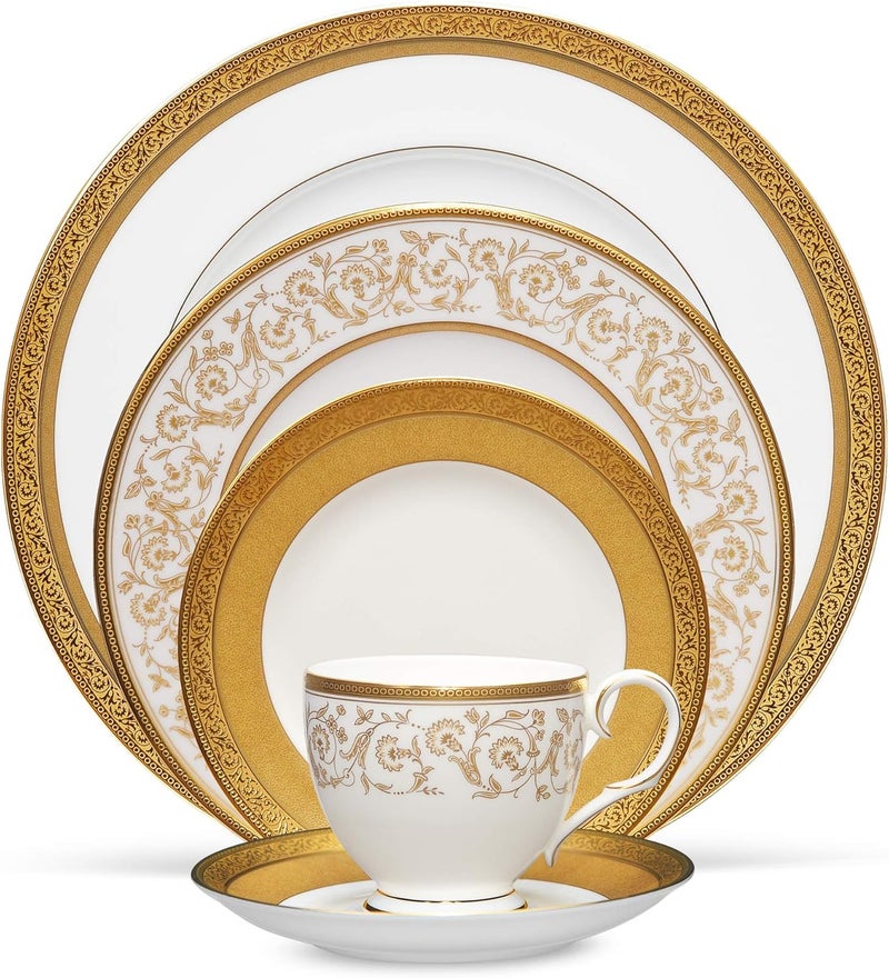 Noritake طقم أدوات المائدة نوريتاكي سُمِت جولد 5 قطع باللون الأبيض - Image 1