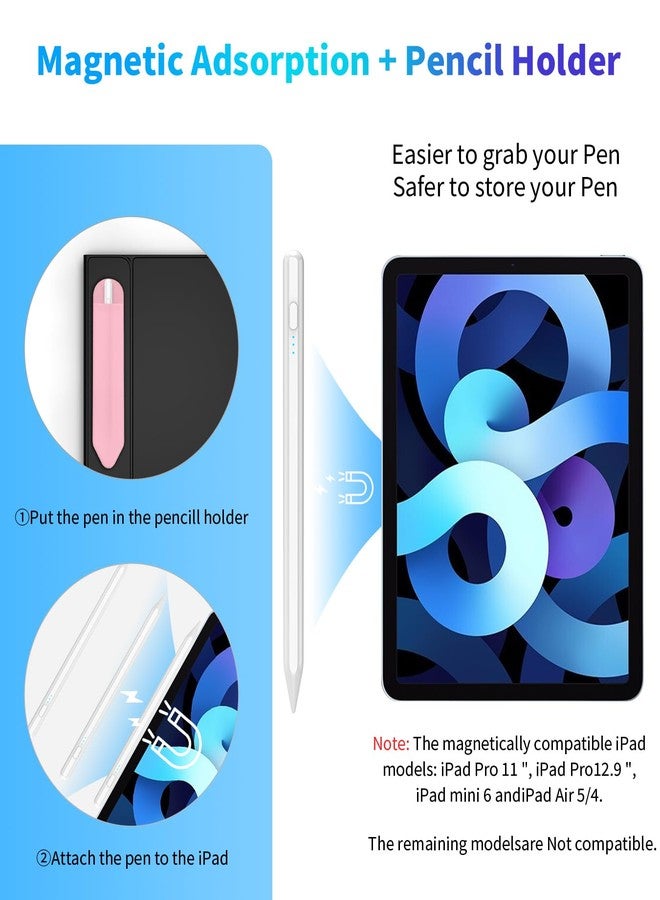 COO Stylus Pen for iPad 9th&10th Generation with Palm Rejection, 30Mins Fast Charging, Compatible with 2018-2023 Apple iPad Pro 11"/12.9", iPad Air 3/4/5, iPad mini 5/6th, iPad 6/7/8/9/10(White02) - Image 3