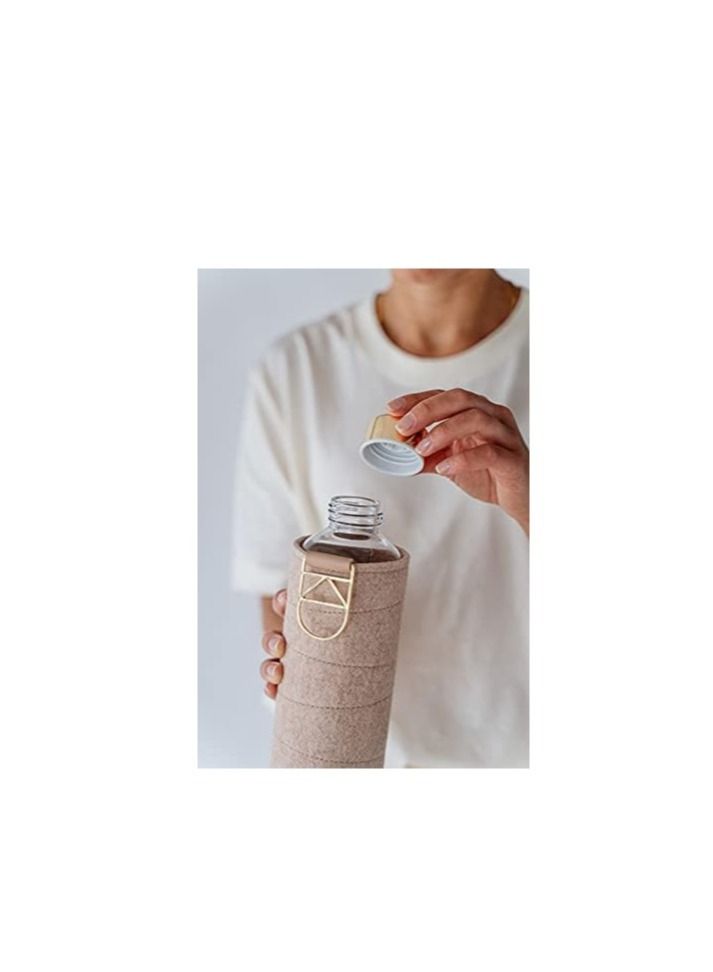 EQUA EQUA Glass Water Bottle 750ml Leak Proof and BPA Free - from Borosilicate Glass and Felt Cover for Extra Protection Cookie - Image 2
