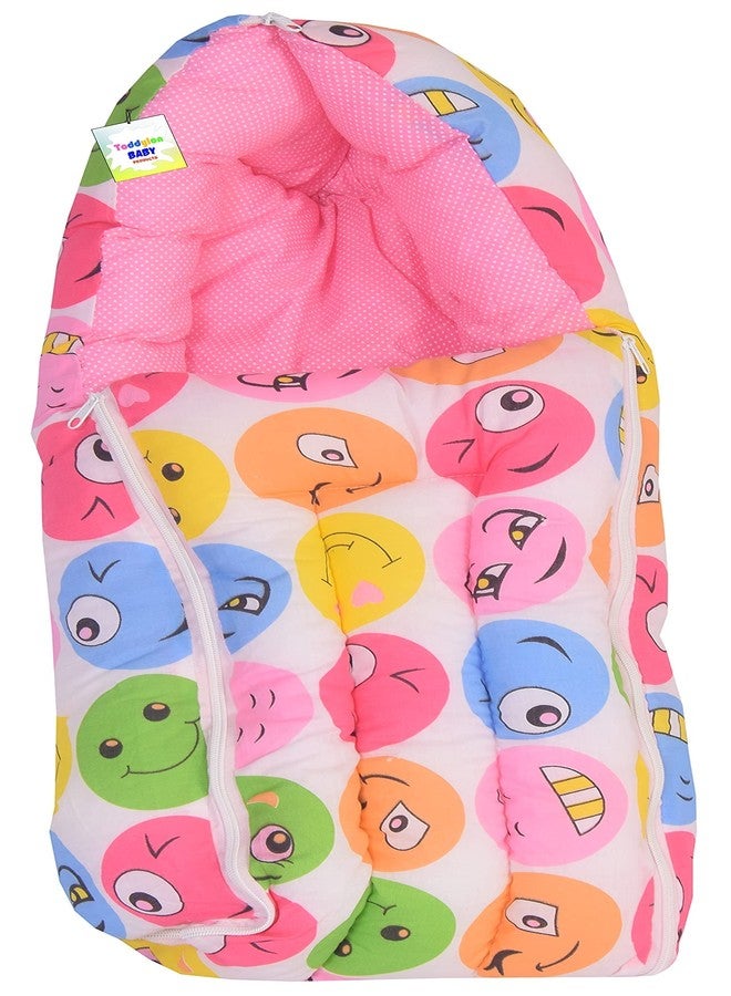Toddylon Baby Bags 3 in 1 Bed | Wrapper | Newborn Boys Girls | Wearable Blankets | Cotton (0-6 Months) Pink - Image 1
