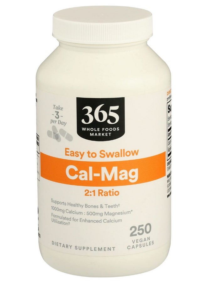365 by Whole Foods Market Calcium 1000Mg Magnesium 500Mg Easy Swallow 250 Veg Capsules  - Image 1