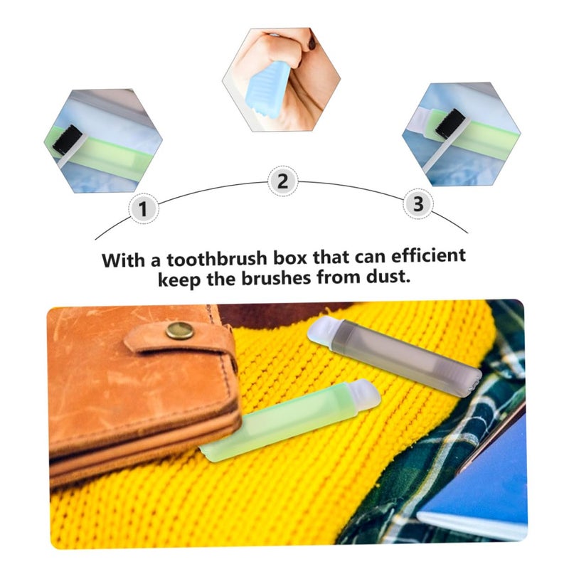 8 قطع فرشاة أسنان قابلة للطي محمولة مع حقيبة سفر للتخييم ورحلات العمل شعيرات ناعمة لون عشوائي - Image 4