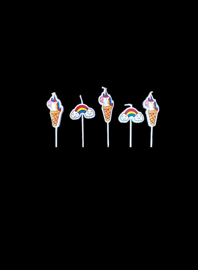 FI - FLICK IN Wax 5 Pcs Unicorn Candles For Cake Candles For Cake Topper Decoration Rainbow Unicorn Theme Birthday Decoration (Pack of 5, Multicolor) - Image 4