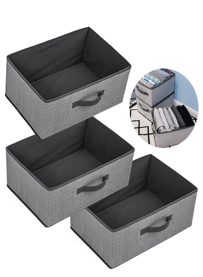 AMERTEER 3-Piece Large Foldable Storage Bags – 23L Fabric Organizers with Sturdy Handles for Clothes, Bedding & Blankets - Image 1