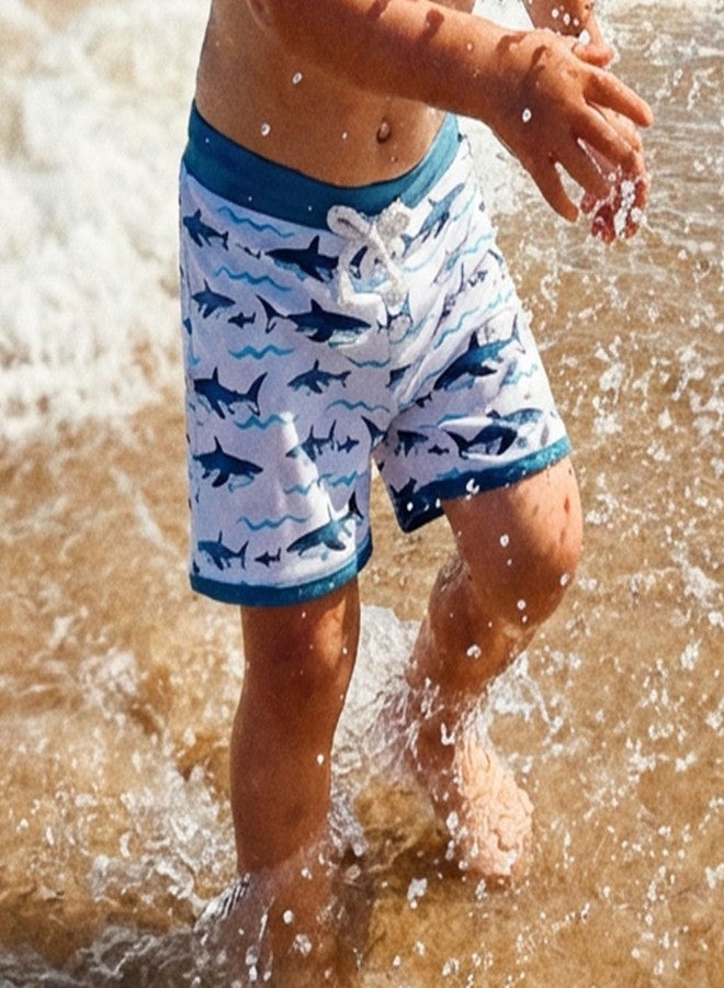 Fernvia Toddler Baby Boy Swim Trunks Cartoon Pattern Elastic Waist Swimming Shorts for Pool Beach Summer Clothes Swimwear (A-Shark, 6-12 Months) - Image 3