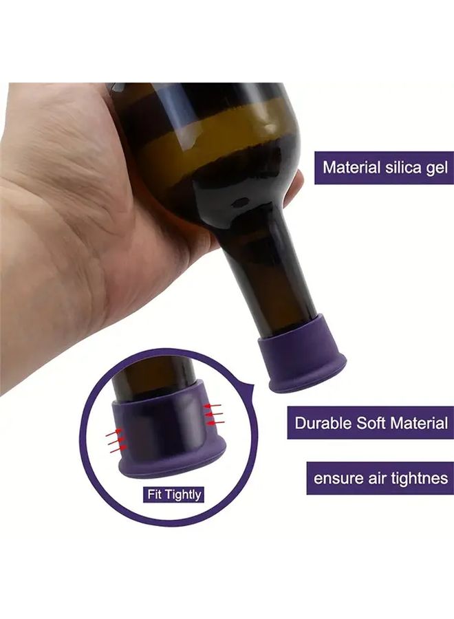 6 Pcs Multicolor Silicone Wine Stoppers Reusable Airtight Bottle Sealer - Image 4