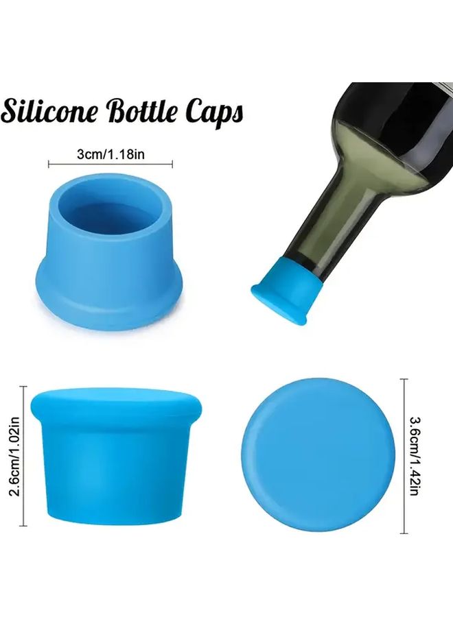 6 Pcs Multicolor Silicone Wine Stoppers Reusable Airtight Bottle Sealer - Image 3