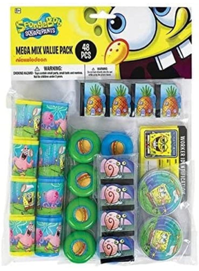 amscan Spongebob Party Mega Mix Value Pack Favors 48pcs - Image 1