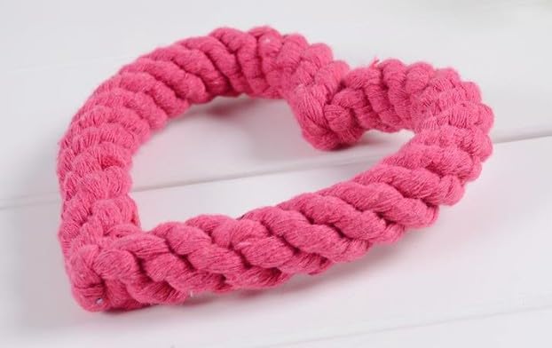 Galepromot Dark Pink Cute DogCat Chew Toys Dog Toys for Chewers Heavy Duty Dental Dog Rope Toy for Dogs Creative Love Heart Shaped Interactive Rope Dog Toys Cotton Puppy Teething Chew Tug Pet Supplies - Image 1