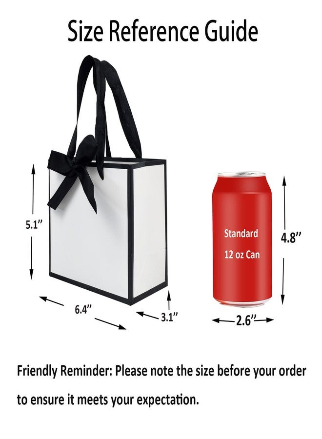 TKSBAG 50 PCS Small White Black Gift Bags, 6.4 * 3.1 * 5.1 Inch Thank You Bags with Bow Ribbon with Handles Bulk for Baby Shower, Bridal Shower, Wedding, Party Favors, Valentine - Image 3