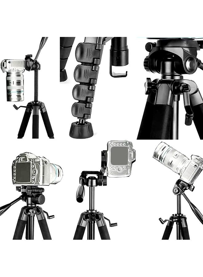 67” Camera Tripod with Travel Bag, Cell Phone Tripod with Wireless Remote and Phone Holder, Compatible with All Cameras, Projector, Webcam, Cell Phones