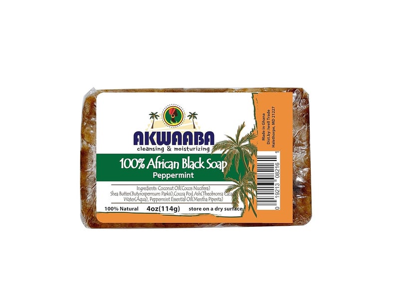AKWAABA African Black Soap 4oz Peppermint