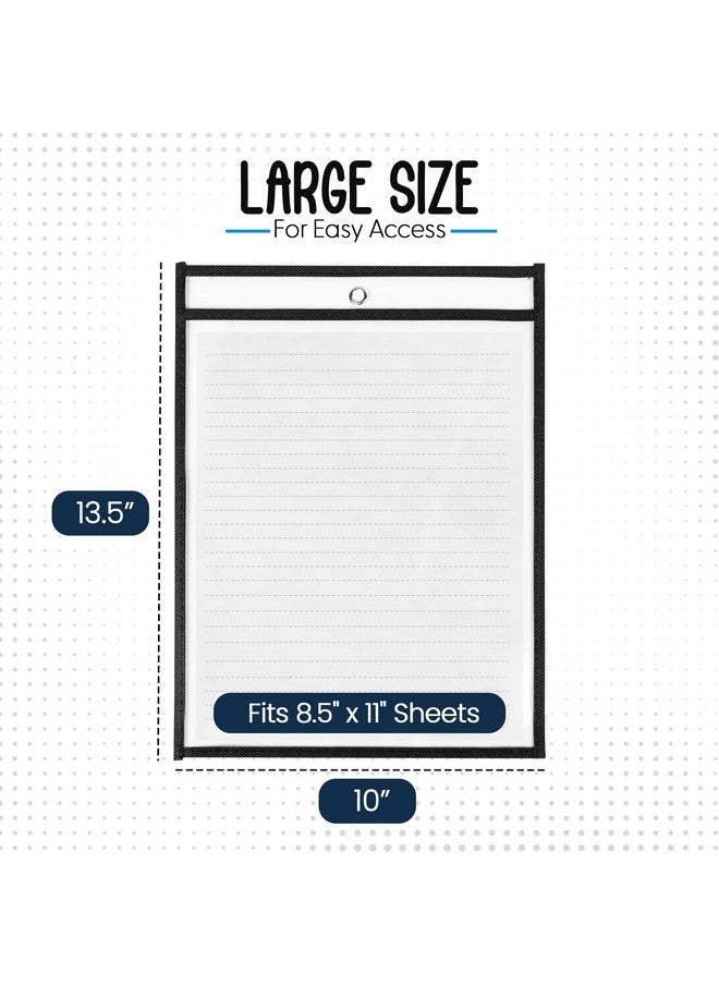 Essex Wares - 30 Pack, Black, Dry Erase Pocket Document Protectors, 10" Wide X 13.5" Tall - Dry Erase Clear Plastic Sleeves - Reusable & Easy Erase Plastic Invoice Holders, Water-Resistant & Durable  - Image 2