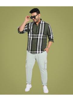 Instafab Plus Men's Dark Green Tartan Plaid Shirt  - Image 3