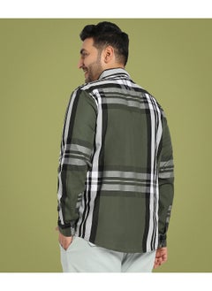 Instafab Plus Men's Dark Green Tartan Plaid Shirt  - Image 5