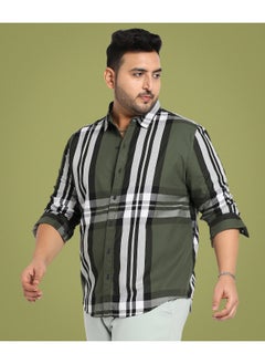 Instafab Plus Men's Dark Green Tartan Plaid Shirt  - Image 4