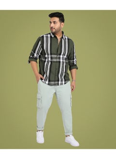 Instafab Plus Men's Dark Green Tartan Plaid Shirt  - Image 2