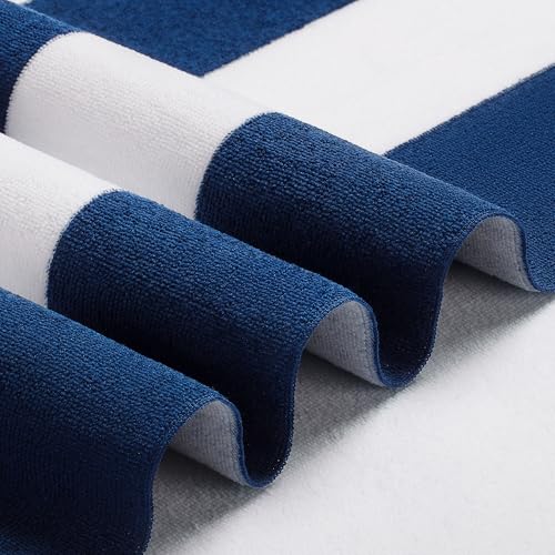 WILFA Extra Large Beach Towel - Oversized Mircofiber 40 x 70 inches, XL Striped Lightweight Pool Towel, Big Cabana Swim Travel Towel for Adults Mens Women,Dark Blue - Image 3