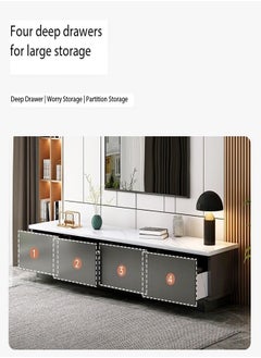 fashionhome Modern Upgraded Minimalist Luxury Design TV Cabinet Silent Slide 4 Drawers Storage Rack Home Floor Cabinet Small Apartment Bedroom Nordic TV Table 15mm Thick Wood Furniture 160x30x29 cm  - Image 3