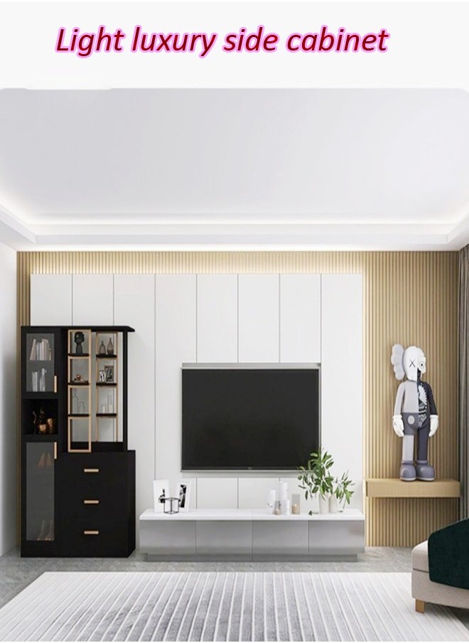 fashionhome - Modern Upgraded Minimalist Luxury Design TV Cabinet Silent Slide 4 Drawers Storage Rack Home Floor Cabinet Small Apartment Bedroom Nordic TV Table 15mm Thick Wood Furniture 160x30x29 cm - Image 1