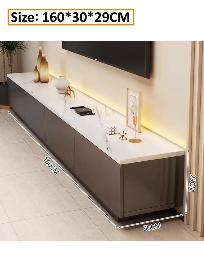 fashionhome - Modern Upgraded Minimalist Luxury Design TV Cabinet Silent Slide 4 Drawers Storage Rack Home Floor Cabinet Small Apartment Bedroom Nordic TV Table 15mm Thick Wood Furniture 160x30x29 cm - Image 1