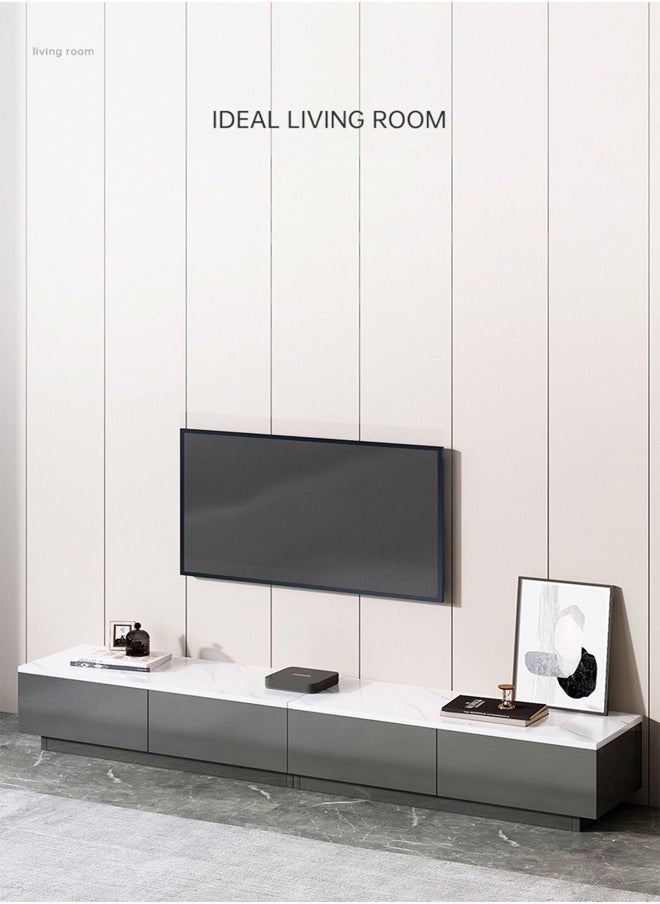 fashionhome - Modern Upgraded Minimalist Luxury Design TV Cabinet Silent Slide 4 Drawers Storage Rack Home Floor Cabinet Small Apartment Bedroom Nordic TV Table 15mm Thick Wood Furniture 160x30x29 cm - Image 1