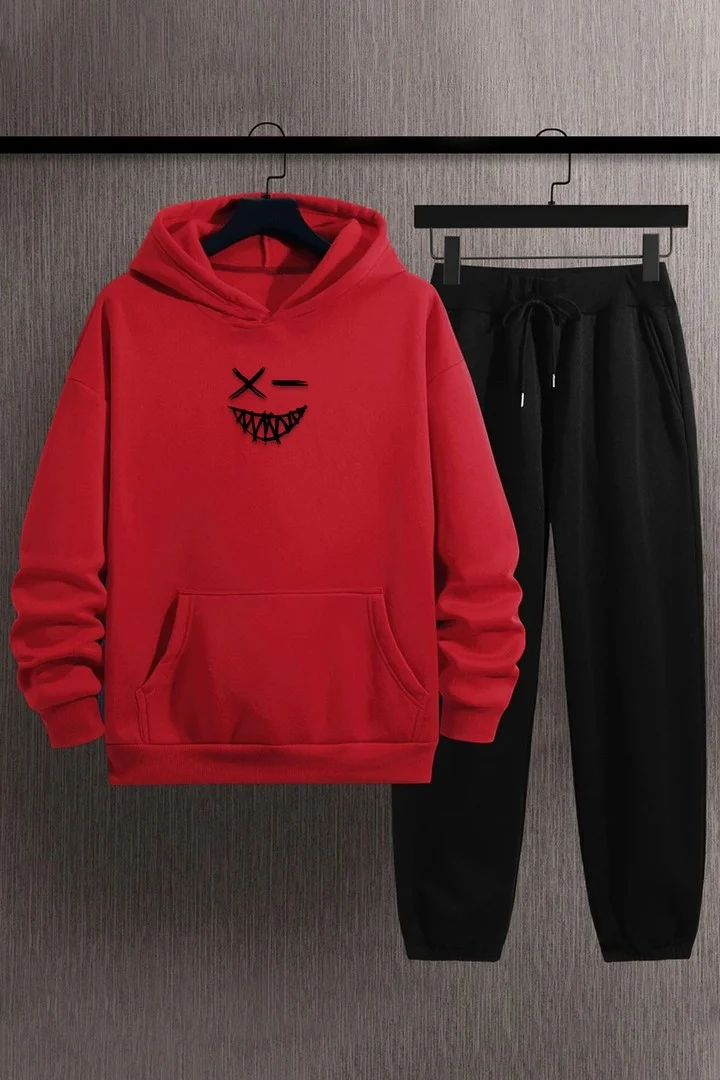 ONLYTRENDWEAR Unisex Cartoon Graphic Printed Tracksuit Set S.m. Red