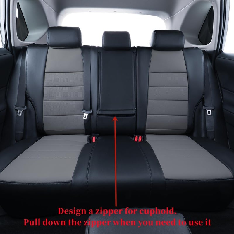 coverdream أغطية مقاعد مخصصة من كوفر دريم لتويوتا RAV4 LE، XLE، بريميوم، ليمتد (2019-2022) - مجموعة كاملة من الجلد الصناعي (أسود/رمادي) - Image 3