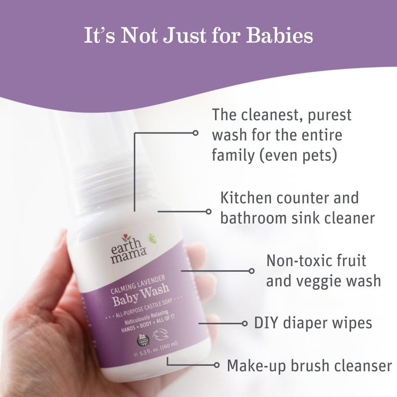 Earth Mama Calming Lavender Baby Wash Liquid Foaming Hand Soap, Organic All-Purpose Lavender Body Wash for Sensitive Skin, Castile Soap with Coconut Oil, Shea Butter, & Calendula - Image 2