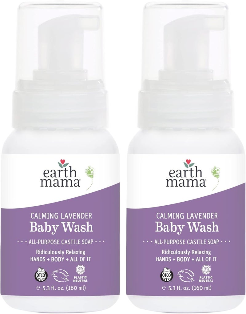 Earth Mama Calming Lavender Baby Wash Liquid Foaming Hand Soap, Organic All-Purpose Lavender Body Wash for Sensitive Skin, Castile Soap with Coconut Oil, Shea Butter, & Calendula - Image 1