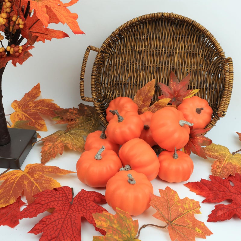 Ghrdopy Fake Pumpkins  8 Pcs Orange Artificial Pumpkins  Plastic Pumpkins for Thanksgiving Party Table Centerpiece Autumn Home Decoration-A - Image 5