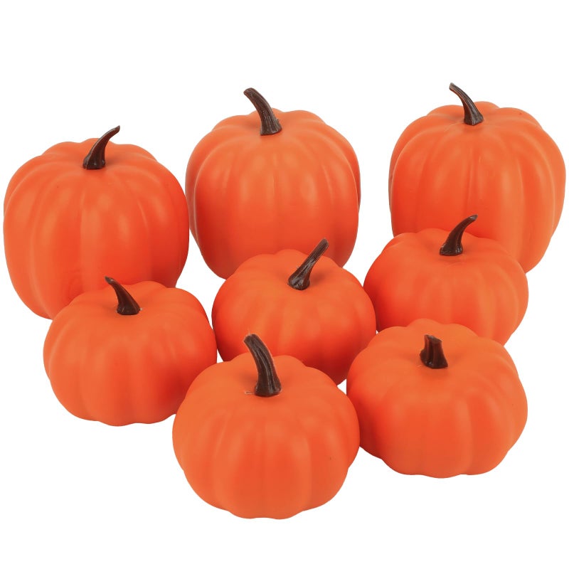 Ghrdopy Fake Pumpkins  8 Pcs Orange Artificial Pumpkins  Plastic Pumpkins for Thanksgiving Party Table Centerpiece Autumn Home Decoration-A - Image 1