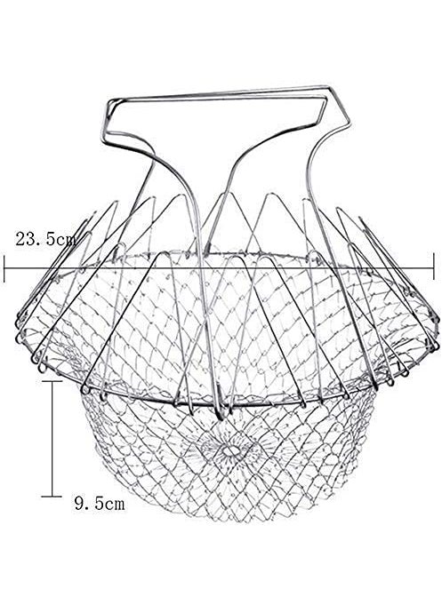 SGMSC SGMSC Stainless Steel Foldable Cooking Basket Magic Basket Mesh Basket Strainer Net Kitchen Cooking Tool for Frying Steaming Straining Rinsing  - Image 5