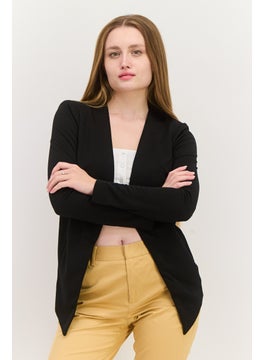 BCBGeneration Women Split Neck Solid Long Sleeve Cardigan, Black  - Image 1