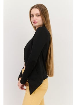 BCBGeneration Women Split Neck Solid Long Sleeve Cardigan, Black  - Image 2